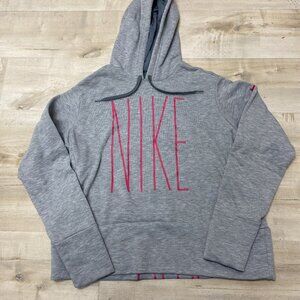 Women's Nike Dri Fit Grey Hoodie with Pink Logo Sz Medium